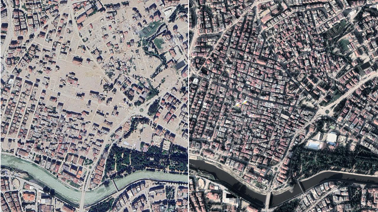 Aerial view of earthquake destruction in Hatay, 2023